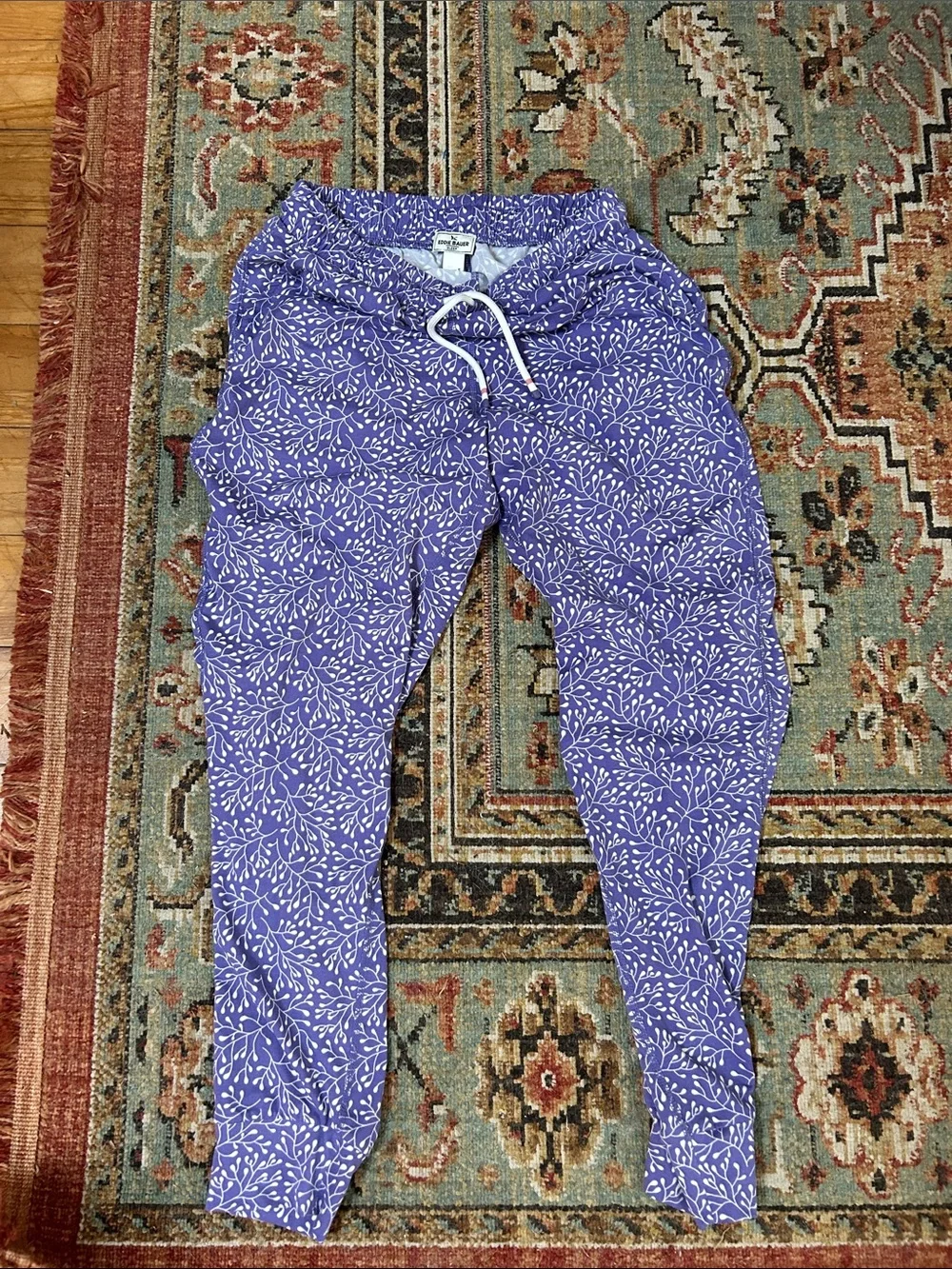 Eddie Bauer Purple Leaf-Print Pajama Pants